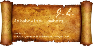 Jakabovits Lambert névjegykártya